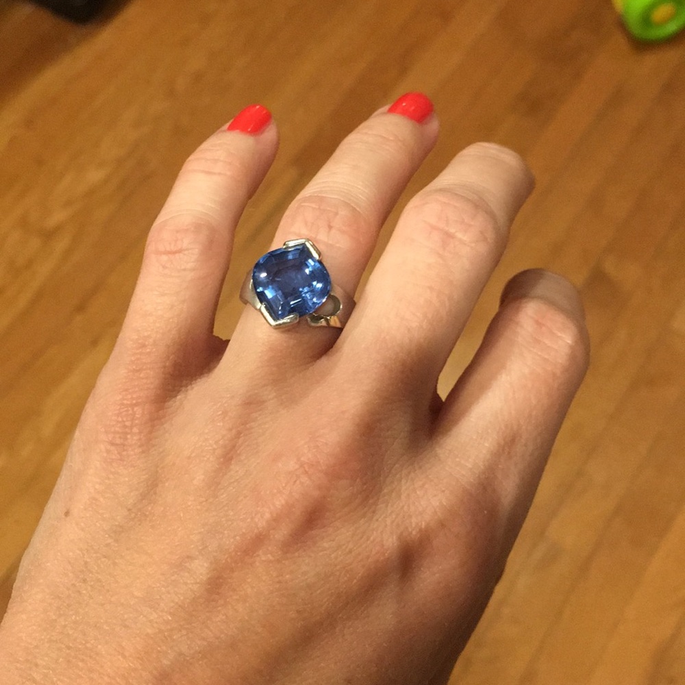 Genuine blue stone ring 925 w/14kt gold accents.